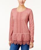 Style & Co Lace-trim Illusion Top, Created For Macy's