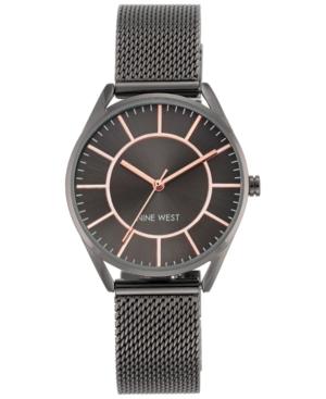 Nine West Women's Gunmetal Stainless Steel Mesh Bracelet Watch 34mm Nw-1923gnrt