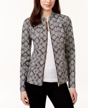 Charter Club Printed Front-zip Blazer, Only At Macy's