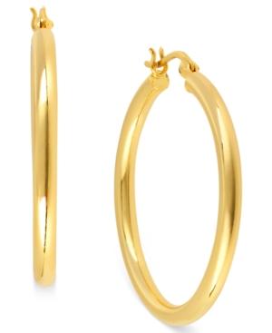 Hint Of Gold 14k Gold-plated Brass Earrings, 30mm Hoop Earrings