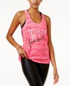 Material Girl Active Juniors' Racerback Cutout Graphic Tank Top, Only At Macy's