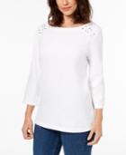 Karen Scott Lace-up T-shirt, Created For Macy's