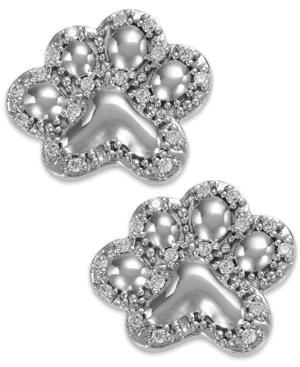Aspca Tender Voices Sterling Silver Earrings, Diamond (1/6 Ct. T.w.) Paw Studs
