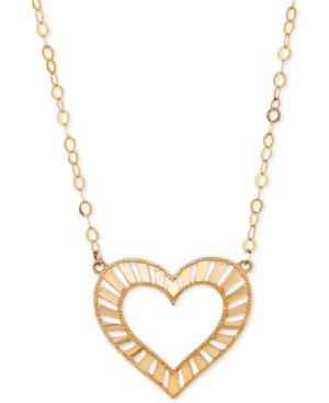 Decorative Heart Pendant Necklace In 10k Gold