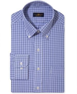 Club Room Dress Shirt, China Blue Twill Gingham Long-sleeved Shirt