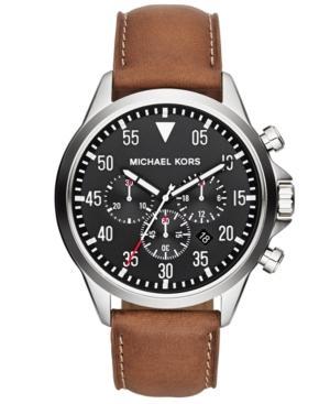 Michael Kors Men's Chronograph Gage Luggage Leather Strap Watch 45mm Mk8333