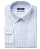 Club Room Estate Men's Classic-fit Wrinkle Resistant Aqua Tattersall Dress Shirt Dress Shirt, Only At Macy's