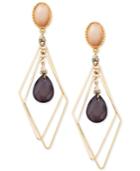 Inc International Concepts Gold-tone Mauve Stone Geo Halo Drop Earrings, Only At Macy's