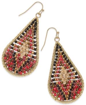 Thalia Sodi Gold-tone Red Beaded Teardrop Earrings, Only At Macy's