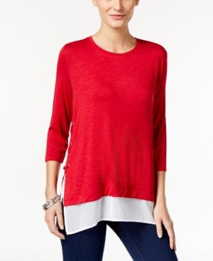 Style & Co. Layered-look Lace-up Top, Only At Macy's