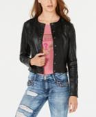 Guess Collarless Faux-leather Jacket