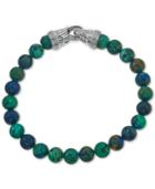 Esquire Men's Jewelry Reconstituted Azurite Malachite (8mm) Beaded Bracelet In Sterling Silver, Only At Macy's