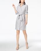 Calvin Klein Cotton Striped Tie-waist Shirtdress