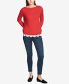 Tommy Hilfiger Lace-trim Sweater, Created For Macy's