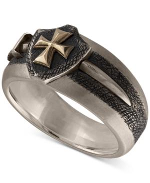 Esquire Men's Jewelry Sword & Shield Ring In Sterling Silver & 14k Gold, Created For Macy's