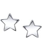 Unwritten Polished Star Stud Earrings In Sterling Silver