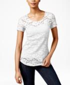 Maison Jules Short-sleeve Lace T-shirt, Only At Macy's