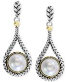 Balissima By Effy Cultured Freshwater Pearl Teardrop Earrings In 18k Gold And Sterling Silver (8mm)