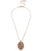 Kenneth Cole New York Rose Gold-tone Glitter Oval Pendant Necklace