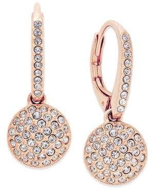 Danori Rose Gold-tone Pave Disc Drop Earrings