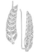 Inc International Concepts Silver-tone Pave Leaf Ear Climber Earrings, Only At Macy's