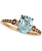 Le Vian Chocolatier Sea Blue Aquamarine (1-3/8 Ct. T.w.) & Diamond (1/6 Ct. T.w.) Ring In 14k Rose Gold