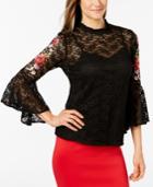 Thalia Sodi Embroidered Lace Top, Created For Macy's