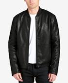 Dkny Men's Leather Bomber Jacket