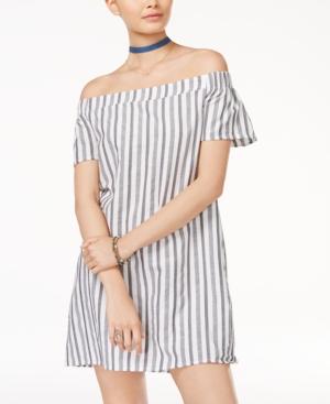Speechless Juniors' Cotton Off-the-shoulder Shift Dress