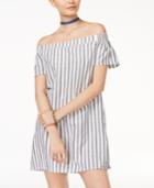 Speechless Juniors' Cotton Off-the-shoulder Shift Dress