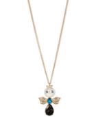 Betsey Johnson Gold-tone Faux-pearl And Crystal Bug Pendant Necklace