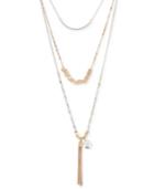 Kenneth Cole Two-tone Crystal Tassel Necklace