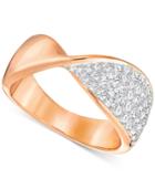 Swarovski Rose Gold-tone Twisted Pave Statement Ring