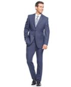 Perry Ellis Blue Sharkskin Slim-fit Suit