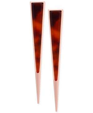 Guess Rose Gold-tone Tortoiseshell-look Linear Drop Earrings