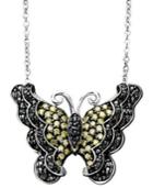 Sterling Silver Necklace, Yellow And Black Diamond Butterfly Pendant (1/2 Ct. T.w.)
