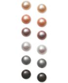 Multicolor Cultured Freshwater Pearl 6 Piece Stud Earrings Set (8mm) In Sterling Silver