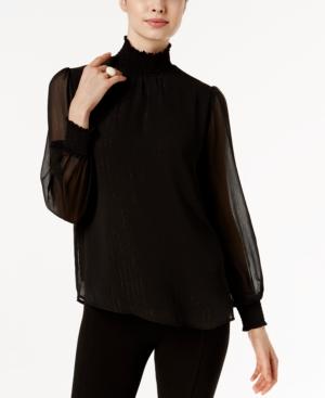 Ny Collection Metallic-detail Turtleneck Blouse