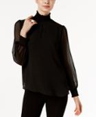 Ny Collection Metallic-detail Turtleneck Blouse