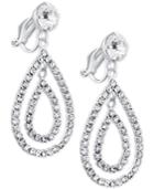 Say Yes To The Prom Silver-tone Crystal Double Oval Drop Earrings, A Macy's Exclusive Style