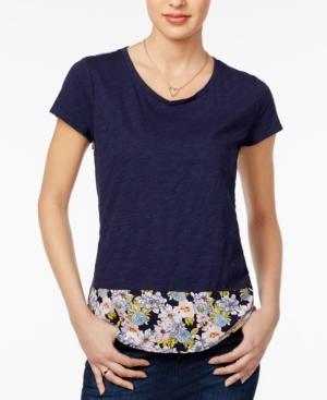 Maison Jules Floral-print Contrast Top, Created For Macy's