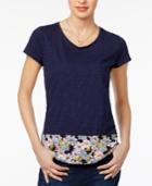 Maison Jules Floral-print Contrast Top, Created For Macy's