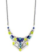Inc Silver-tone Blue And Yellow Geometric Statement Necklace