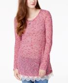 Oh! Mg Juniors' Crochet Handkerchief-hem Tunic Sweater