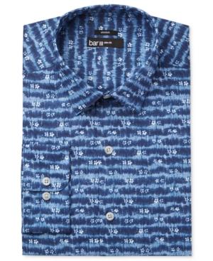 Bar Iii Men's Slim-fit Stretch Indigo Tie Dye Print Dress Shirt, Created For Macy's
