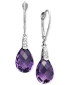 14k White Gold Earrings, Amethyst (5-9/10 Ct. T.w.) And Diamond Accent Pear Brio Drop