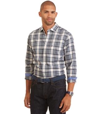 Nautica Slim-fit Wrinkle Resistant Navy Plaid Shirt