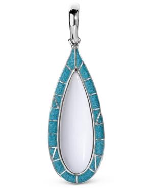 American West White Agate And Turquoise Pendant Enhancer In Sterling Silver