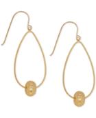 Oval Hoop Beaded Drop Earrings In 10k Gold
