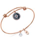 Unwritten Rose Gold-tone Over Stainless Steel Compass Charm Bangle Bracelet